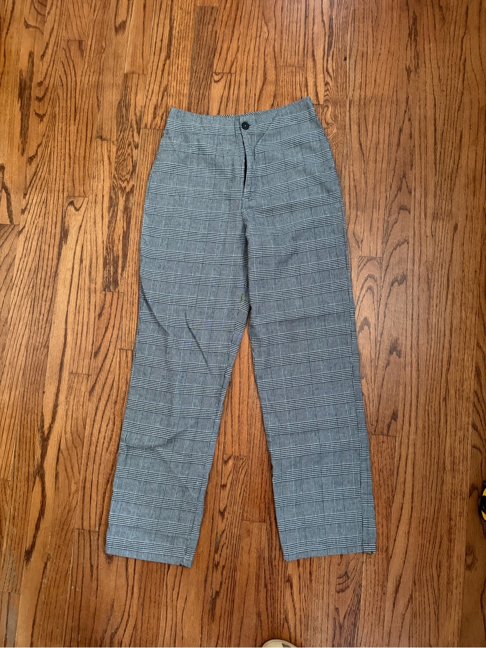 John Galt - Black and White Gingham Print High Rise Straight Leg Pants